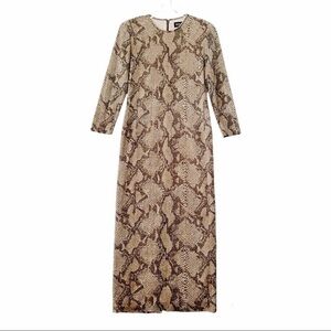 Linda Allard for Ellen Tracy Metallic Snakeskin Print Maxi Vintage Dress Size 10
